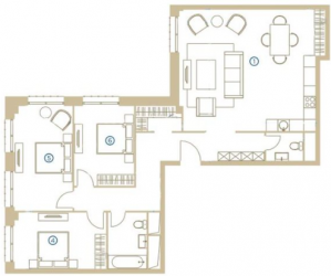 Четырёхкомнатная квартира 115.8 м²