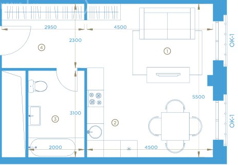 Трёхкомнатная квартира 110.5 м²
