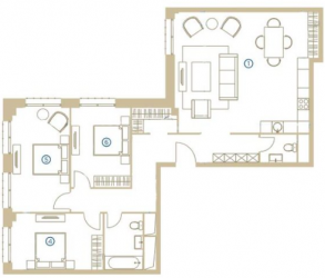 Четырёхкомнатная квартира 115.2 м²